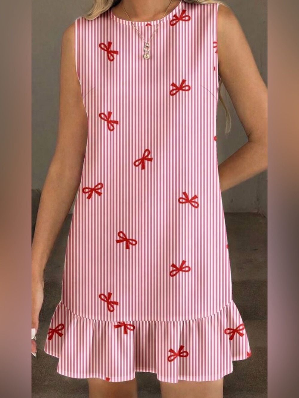 Women’s Mini Dress with Ruffled Hem - Picture 4 of 4